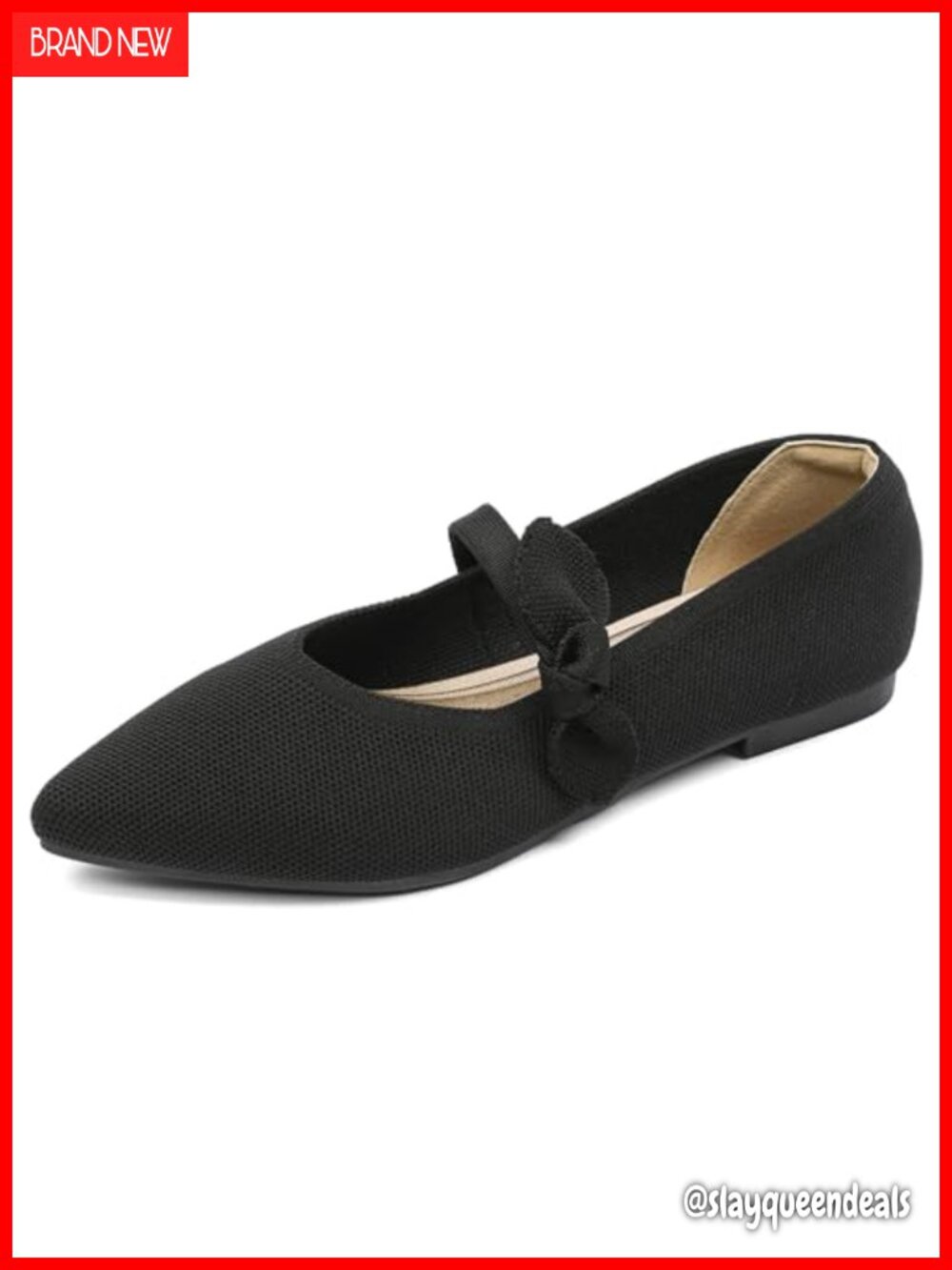 Mary Jane Knit Flats Pointed Toe Slip On Foldable Casual Office Shoes